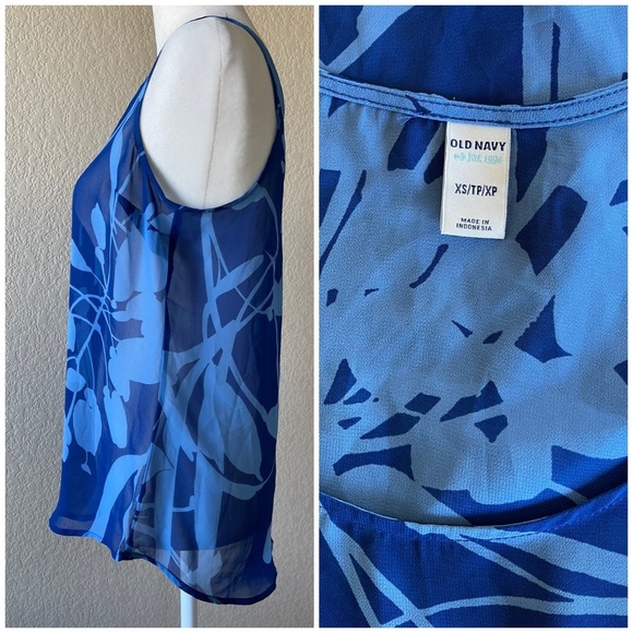 Old Navy Sheer Blue Floral Patterned Tank - small - Picture 2 of 2